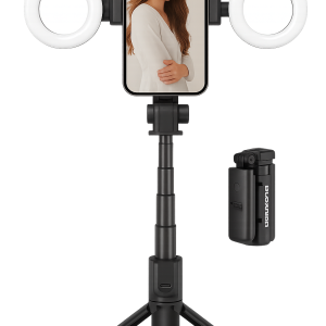 عصا سيلفي ثلاثية القوائم من PLOKAMA LIVE-M5 Pro 3 في 1 مزودة بحلقة LED وجهاز تحكم عن بعد